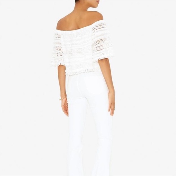 ALEXIS Valetin Crochet Fringe Off The Shoulder Crop Top in White - Picture 3 of 12